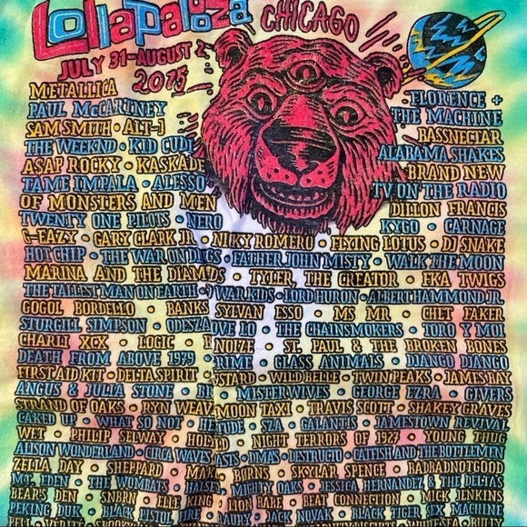 Lolapalozza Festival Tie Dye Band Tee Shirt Size Small - Picture 5 of 10